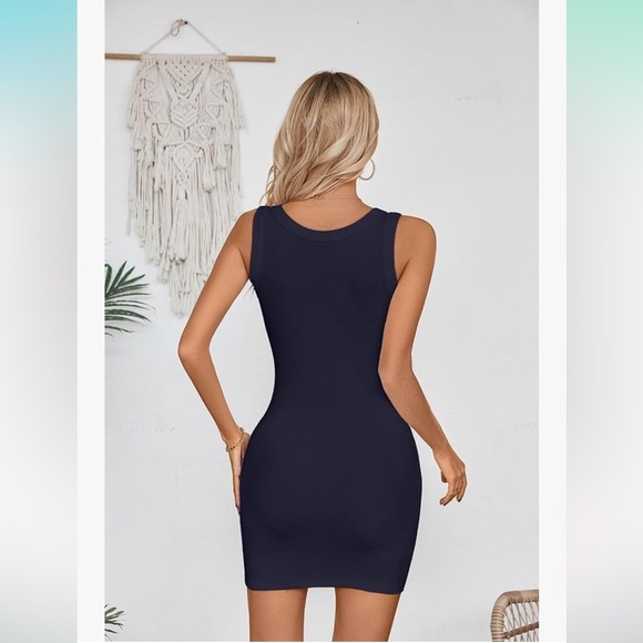 Tank Dress Scoop Neck Ribbed Bodycon Mini Slim Fitted Pencil Dresses
8083 - Picture 3 of 6